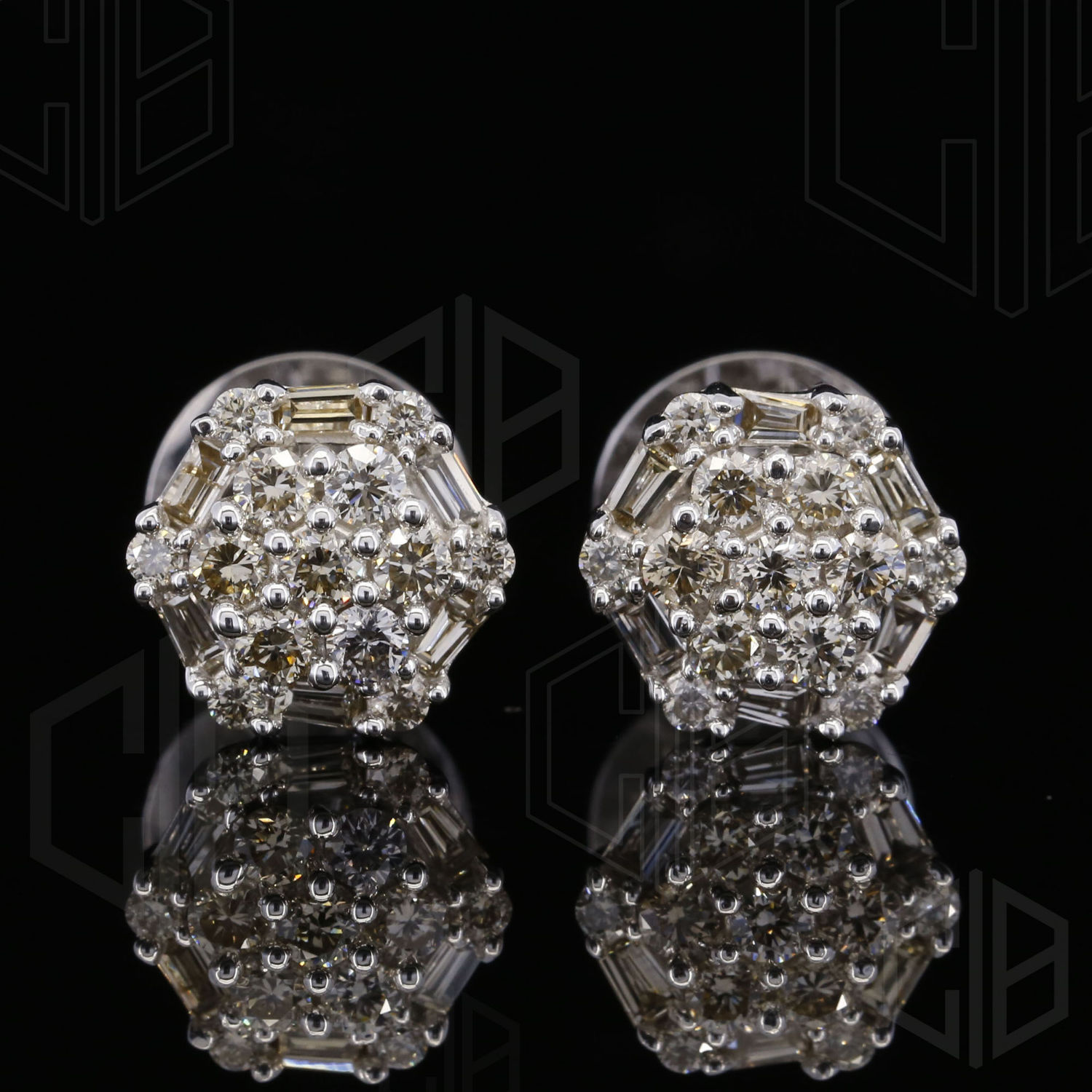 Hexagon Shape Baguette iced out Earrings For Her