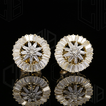 Sun Flower Iced Out Baguette Moissanite Earrings