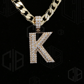 Iced Out K Initial Moissanite hip hop Pendant