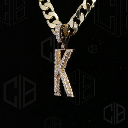 Iced Out K Initial Moissanite hip hop Pendant