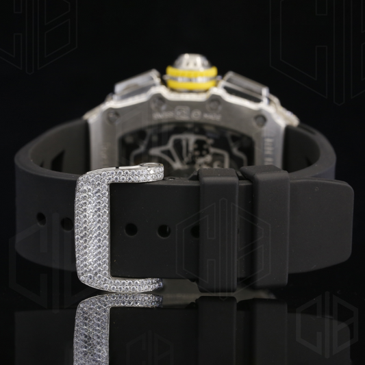 Automatic Moissanite Iced Out Hip Hop Watch Rubber Belt