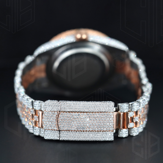 Two Tone Iced Out Moissanite Diamond Hip Hop Watch