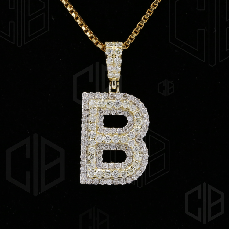 Iced Out B Initial Moissanite hip hop Pendant