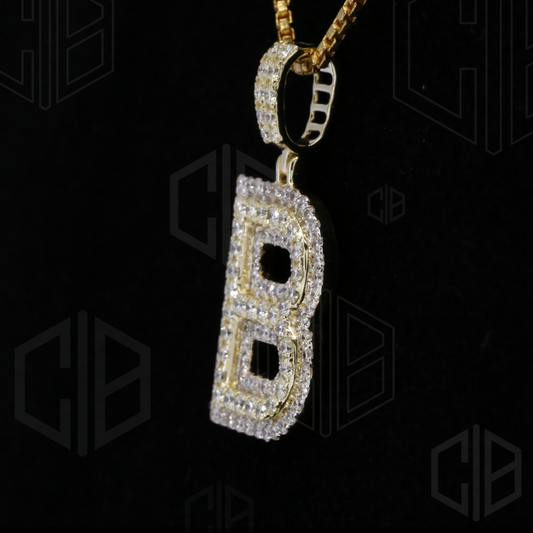 Iced Out B Initial Moissanite hip hop Pendant