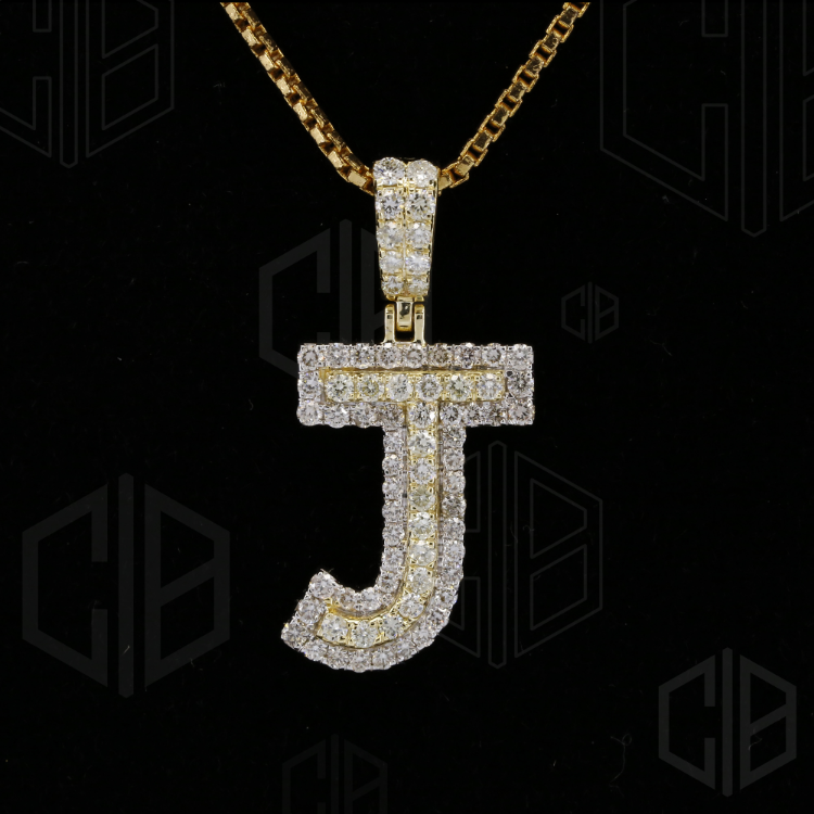 Iced Out J Initial Moissanite hip hop Pendant