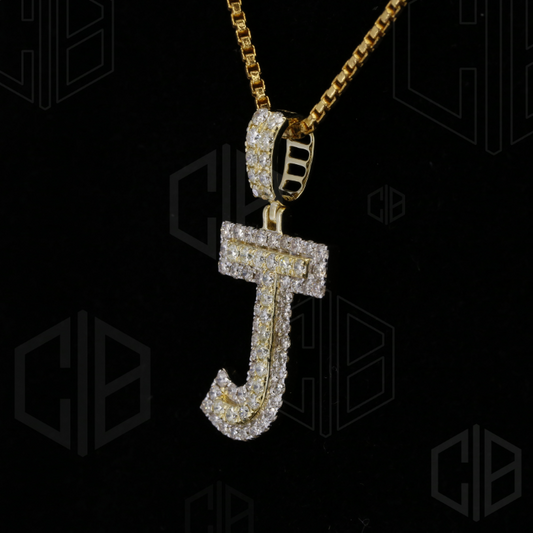 Iced Out J Initial Moissanite hip hop Pendant