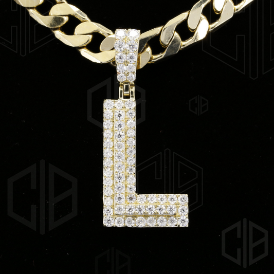 Iced Out L Initial Moissanite hip hop Pendant