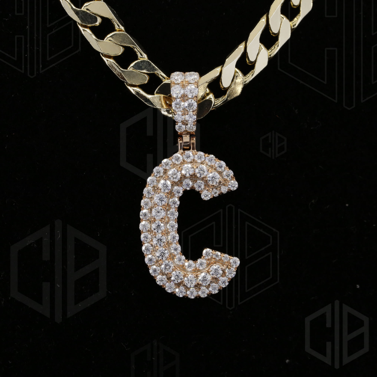 Iced Out C Initial Moissanite hip hop Pendant