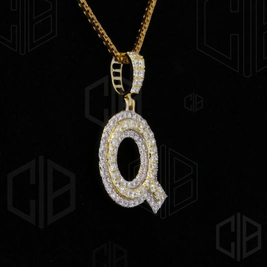 Iced Out Q Initial Moissanite hip hop Pendant