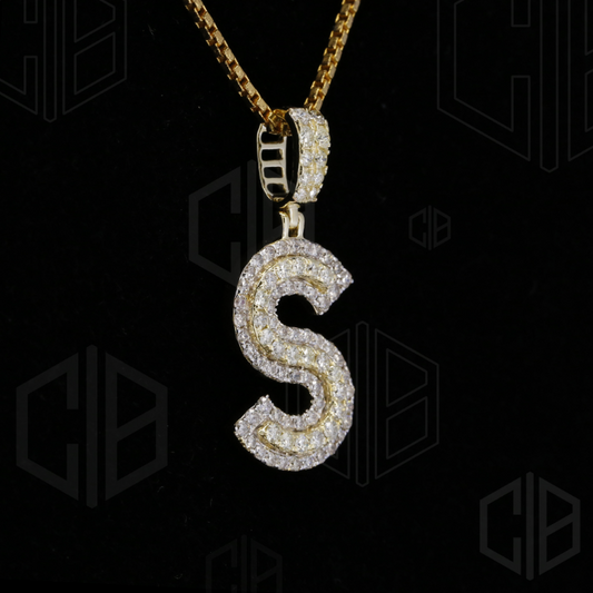 Iced Out S Initial Moissanite hip hop Pendant