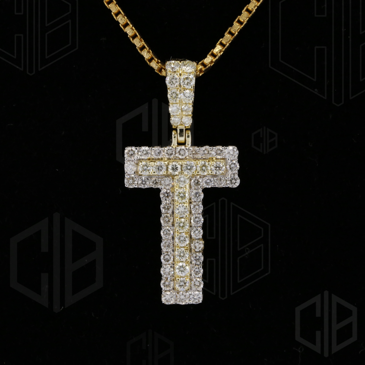 Iced Out T Initial Moissanite hip hop Pendant