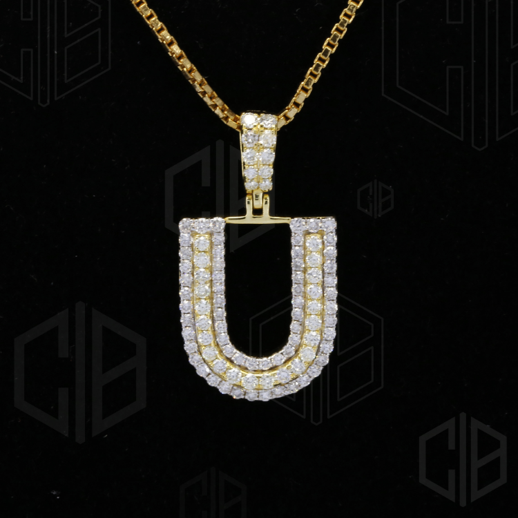 Iced Out U Initial Moissanite hip hop Pendant