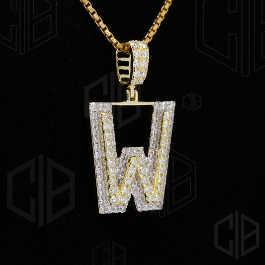 Iced Out W Initial Moissanite hip hop Pendant