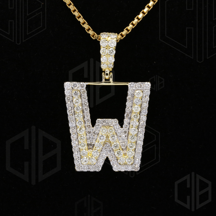 Iced Out W Initial Moissanite hip hop Pendant