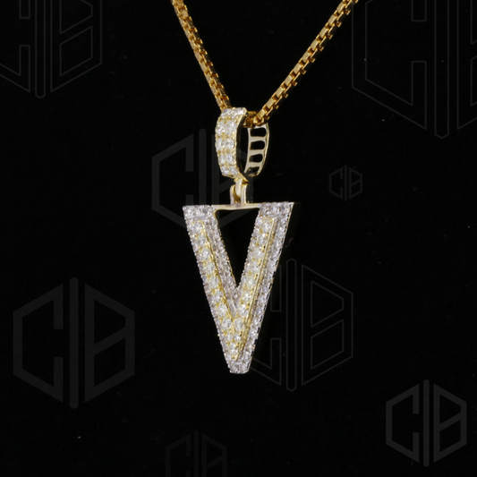 Iced Out V Initial Moissanite hip hop Pendant