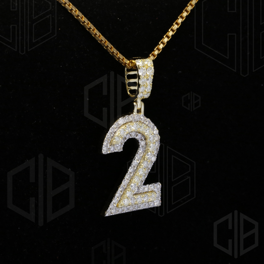 2 Number Iced Out Moissanite hip hop Pendant