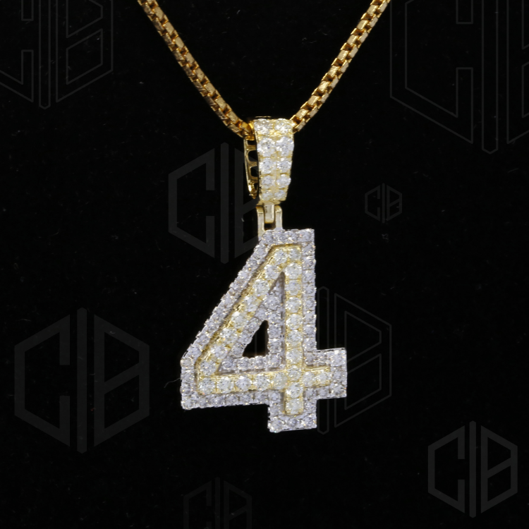 4 Number Iced Out Moissanite hip hop Pendant