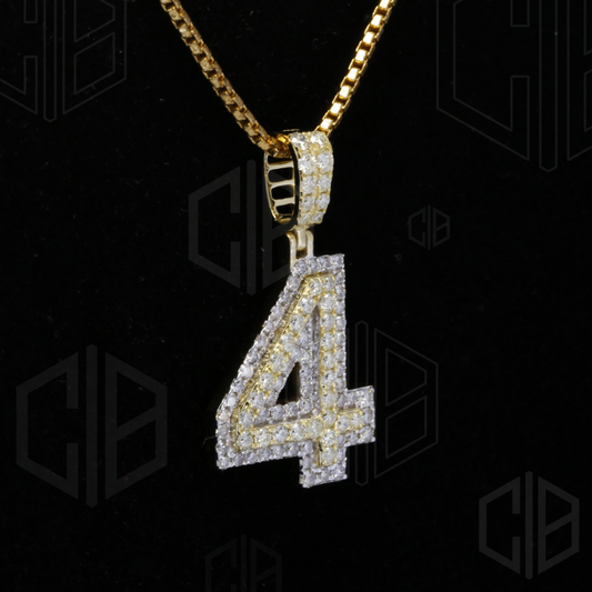 4 Number Iced Out Moissanite hip hop Pendant