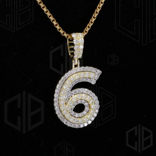 6 Number Iced Out Moissanite hip hop Pendant