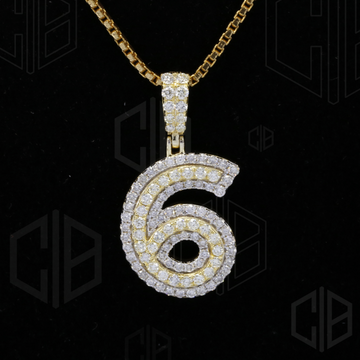 6 Number Iced Out Moissanite hip hop Pendant