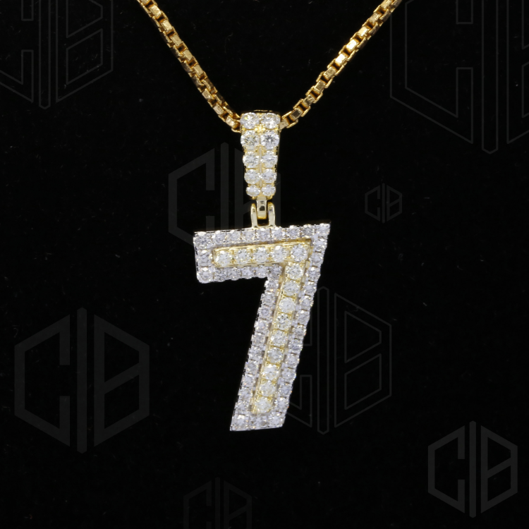 7 Number Iced Out Moissanite hip hop Pendant