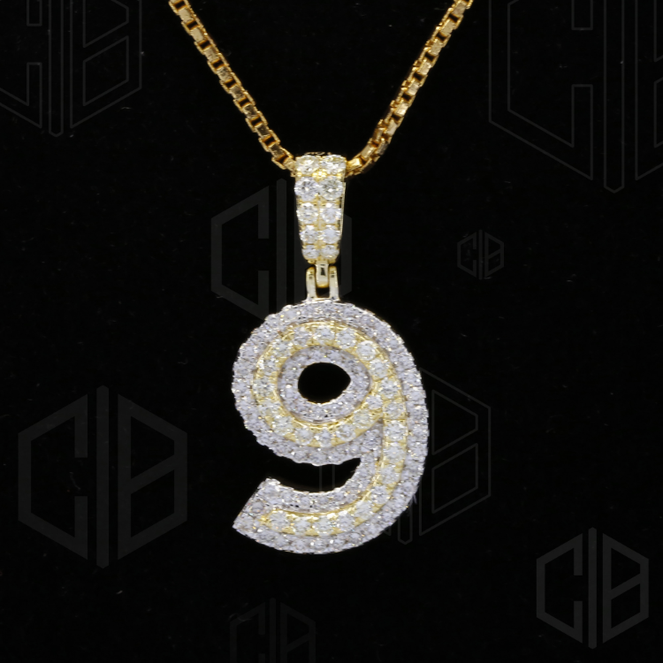 9 Number Iced Out Moissanite hip hop Pendant