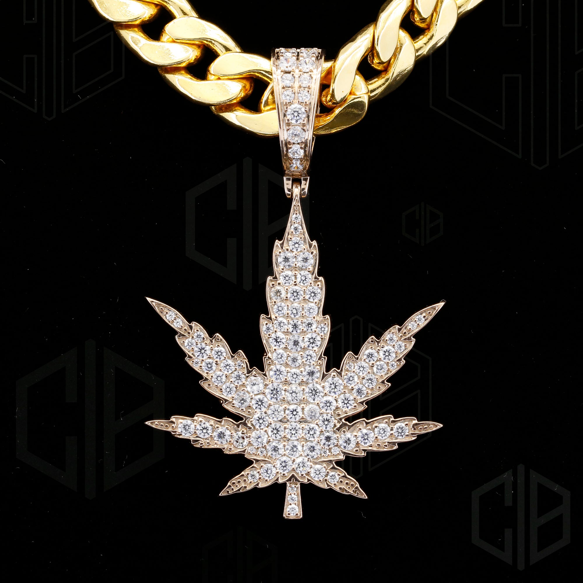 Maple or Marijuana Leaf Fully Iced Out VVS Moissanite Pendant