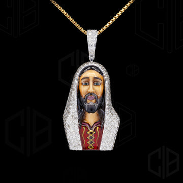 Jesus Face Enamel Icedout Hiphop moissanite pendant