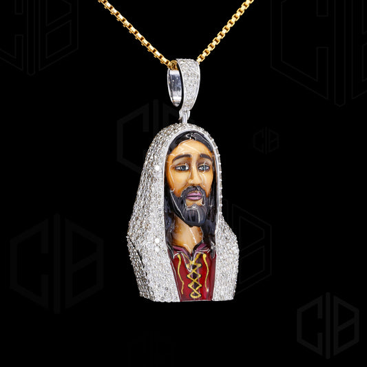 Jesus Face Enamel Icedout Hiphop moissanite pendant