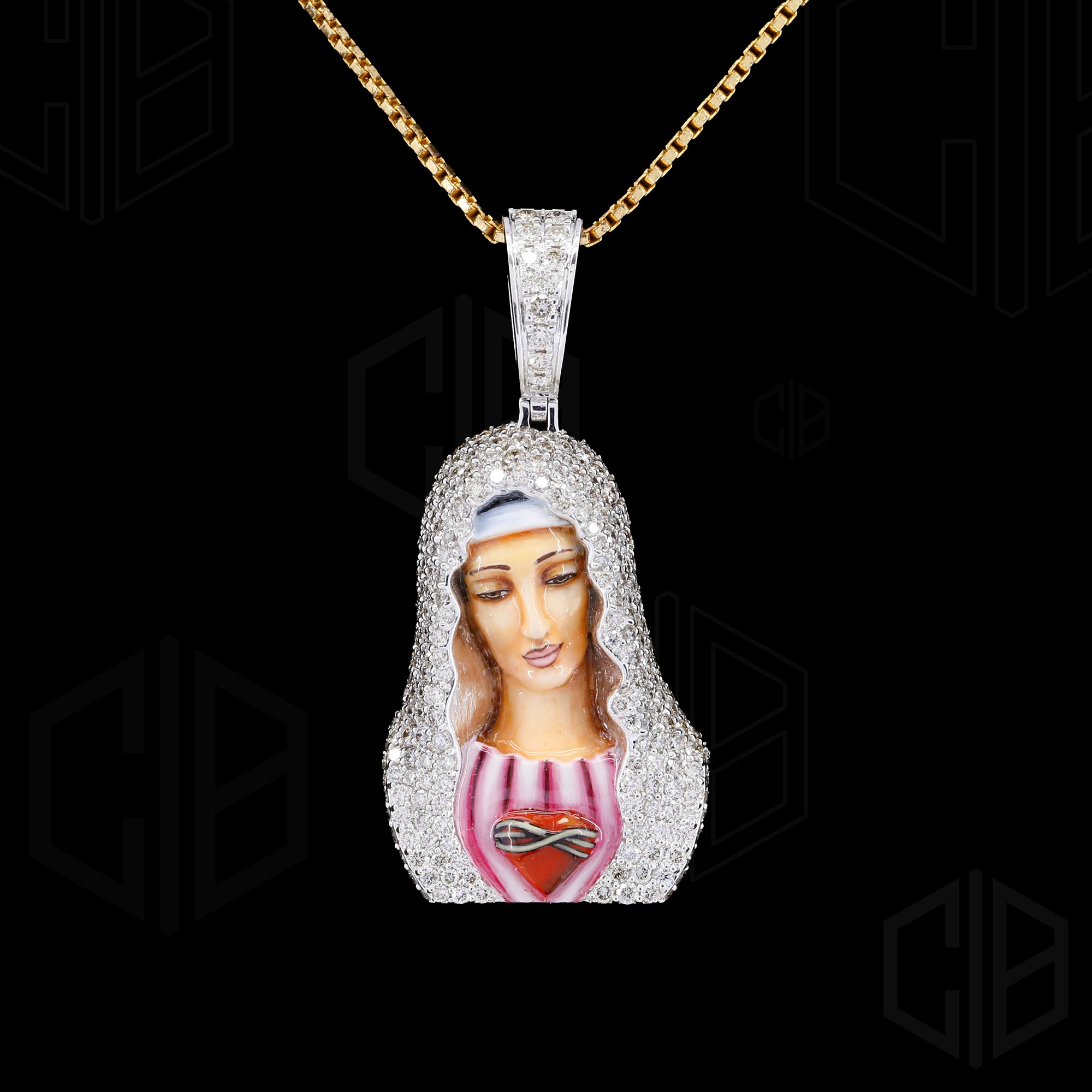 Mary Magdalene iced out Hiphop moissanite pendant