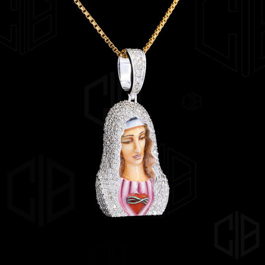 Mary Magdalene iced out Hiphop moissanite pendant