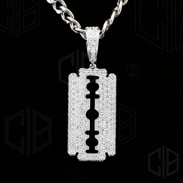 Razor Blade IcedOut Bling HipHop Moissanite Pendant