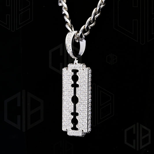 Razor Blade IcedOut Bling HipHop Moissanite Pendant