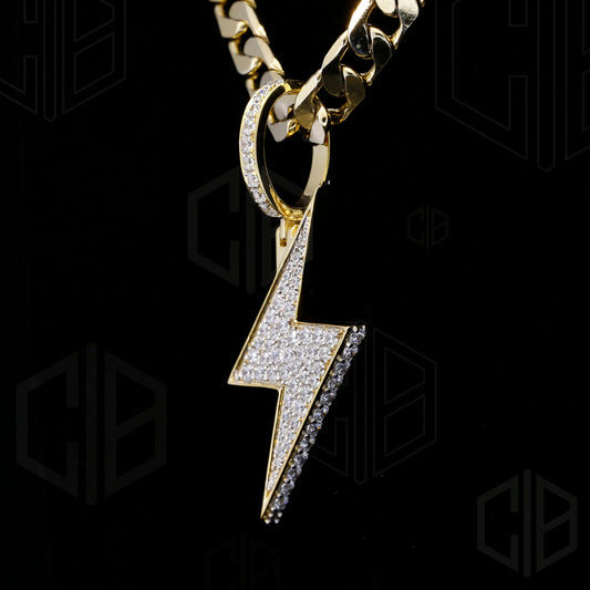 Lightning Bolt Iced out VVS moissanite pendant