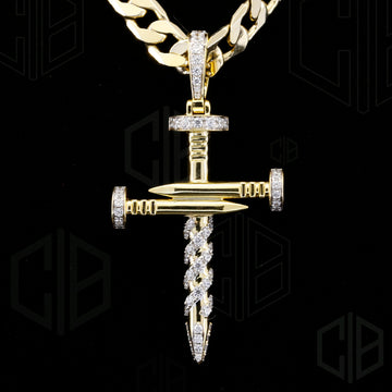 Nail Design Cross IcedOut HipHop Moissanite Pendant