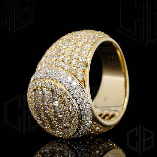 Cluster Round VVS Moissanite Iced Out Mens Ring