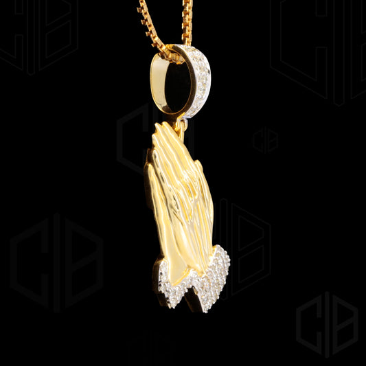 Hand Praying Iced Out Hip Hop Moissanite Pendant