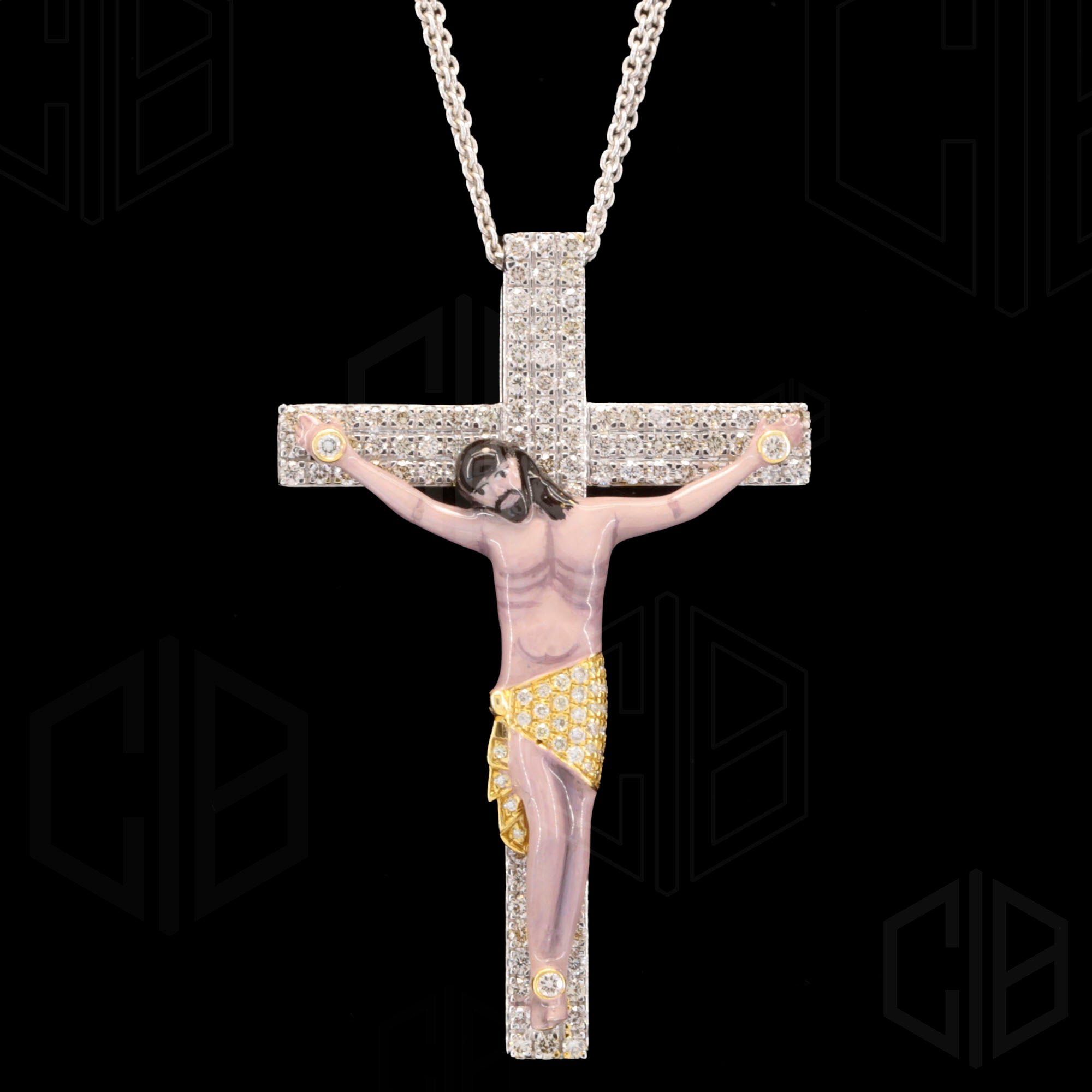 Jesus Cross Charm-Iced out VVS Moissanite Pendant