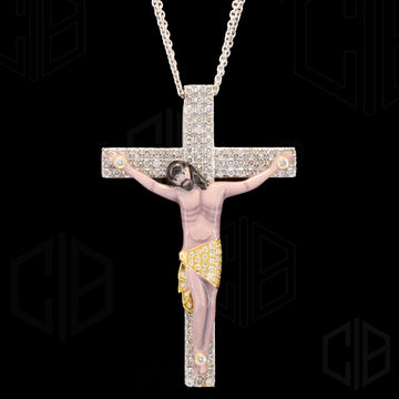 Jesus Cross Charm-Iced out VVS Moissanite Pendant