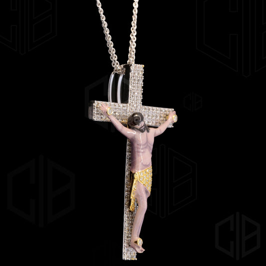 Jesus Cross Charm-Iced out VVS Moissanite Pendant