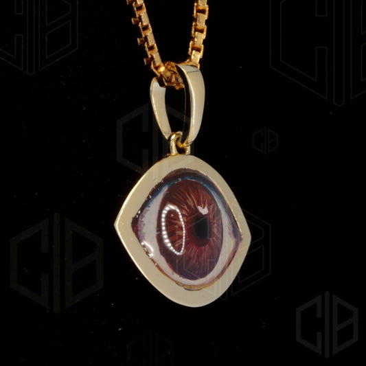 Evil Eye 14k yellow gold hip hop pendant for gift