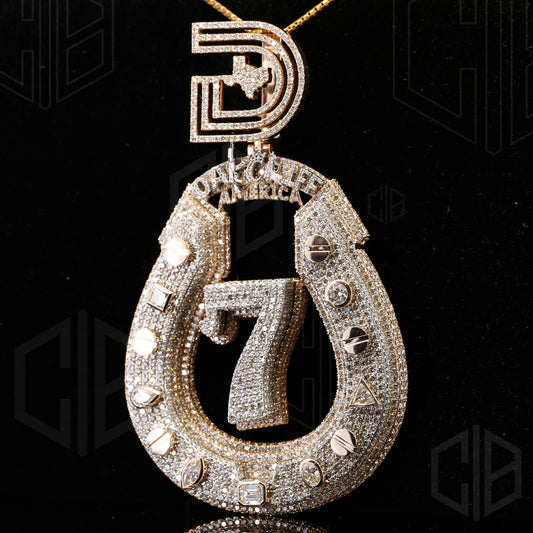 Custom Iced Out 7 Any Number Moissanite Pendant