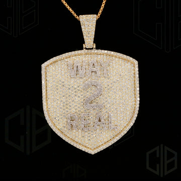 Shield custome name iced out moissanite pendant