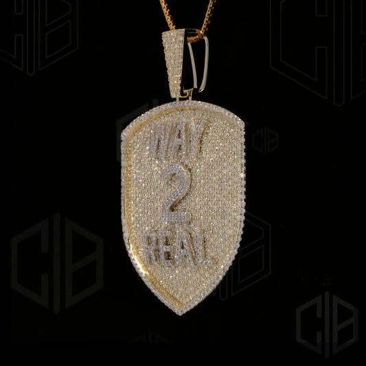 Shield custome name iced out moissanite pendant