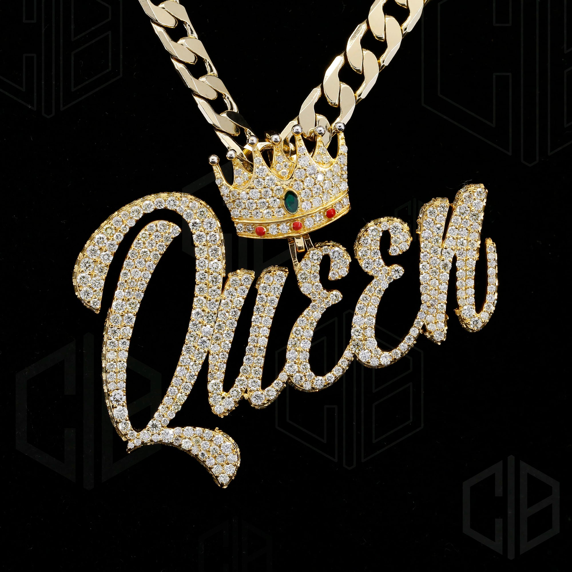 Crown Bail Queen Letter Custom Moissanite Pendant