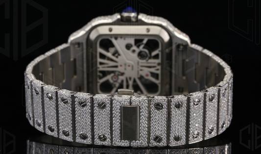 Moissanite VVS Black Skeleton Iced Out Square Watch