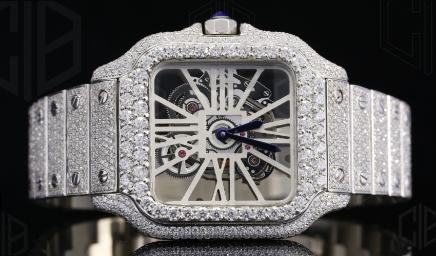 Moissanite VVS Skeleton Iced Out Baller Square Watch