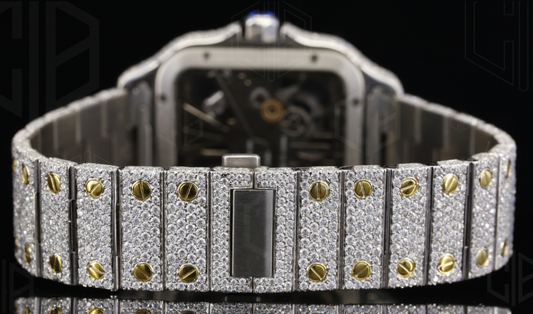 Moissanite VVS two tone Skeleton Iced Out Square Watch